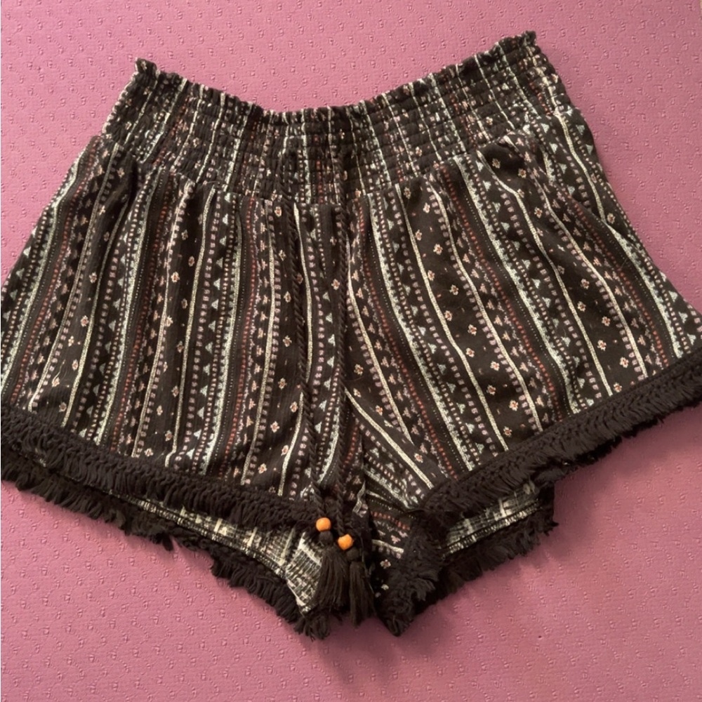 Bohemian Black Patterned Women's Shorts